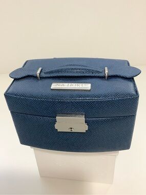 Na Hoku Hawaii Ocean Blue Faux Leather Jewelry Box Cases , EUC